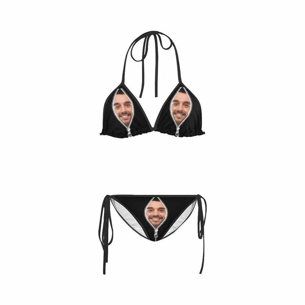 Traje De Baño Personalizado De Cara Con Cremallera Bikini Personalizado