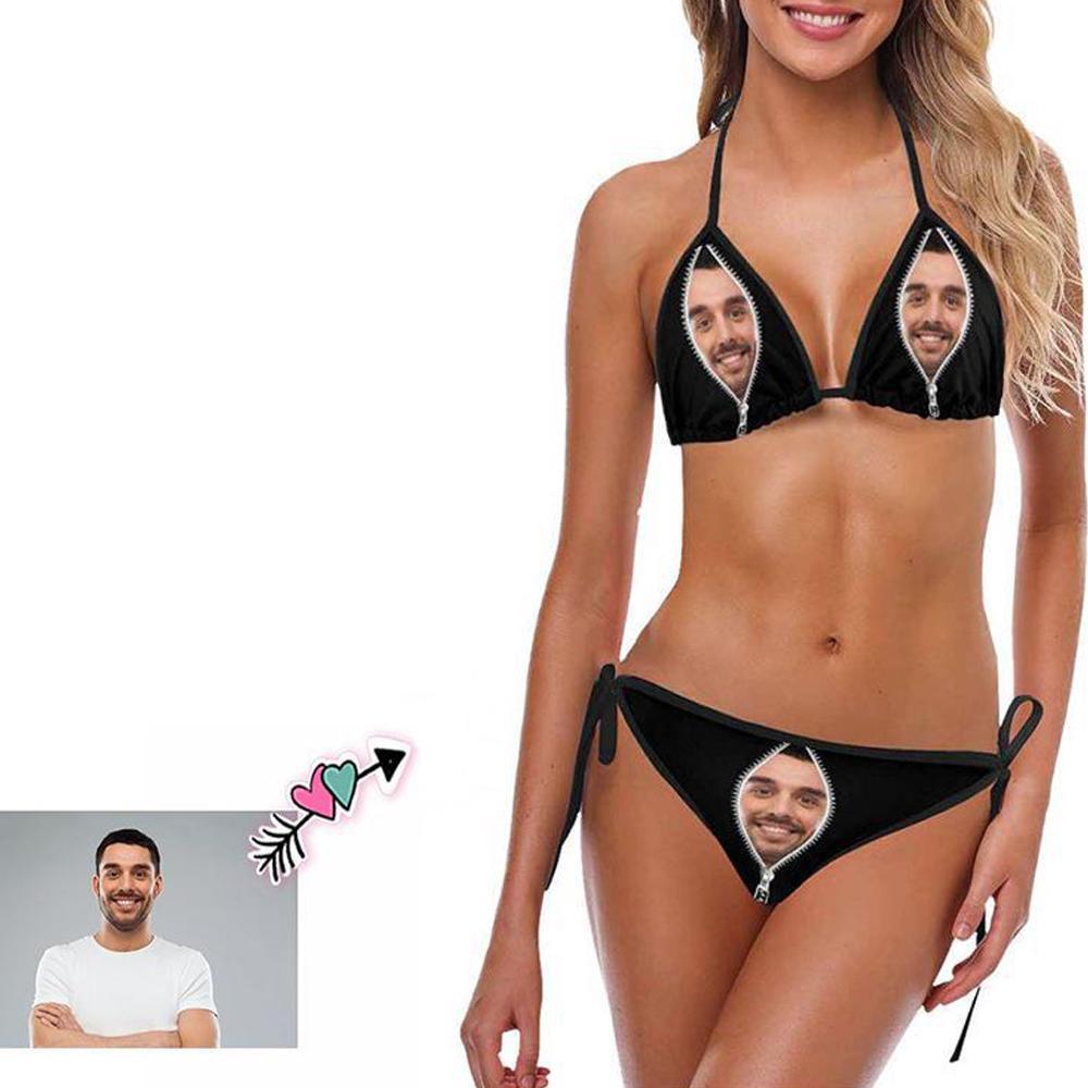 Traje De Baño Personalizado De Cara Con Cremallera Bikini Personalizado