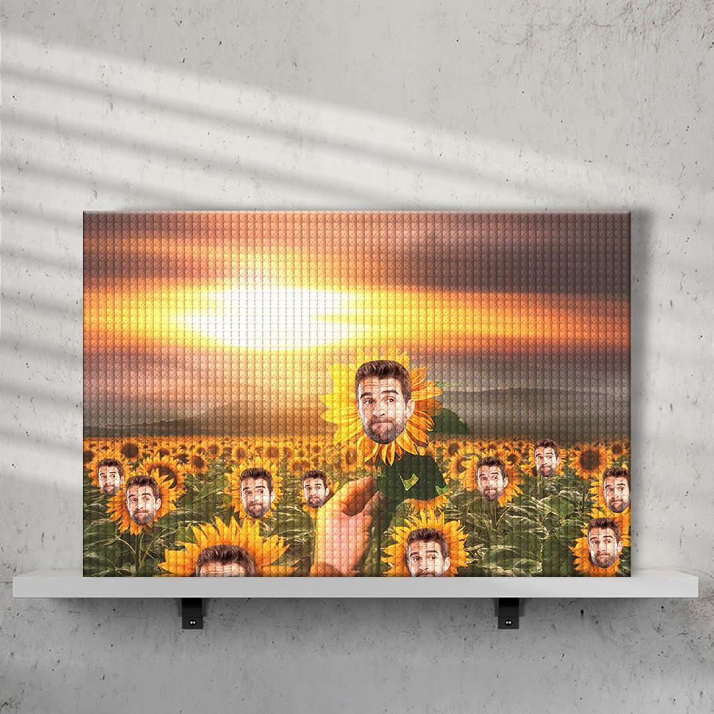 Pintura de diamante personalizada, pintura de cara personalizada, pintura de diamante DIY, regalos de girasol para un amigo