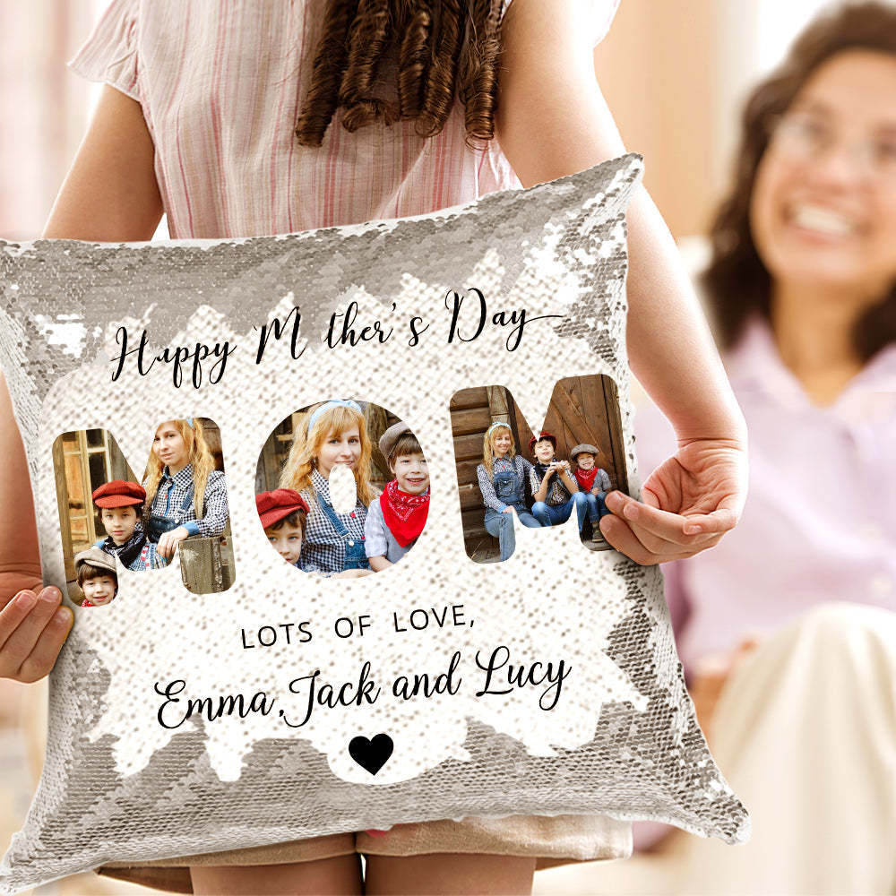 Almohada Personalizada De Lentejuelas Con Foto De Mamá Almohada Personalizada De Lentejuelas Para El Día De La Madre - soufeeles