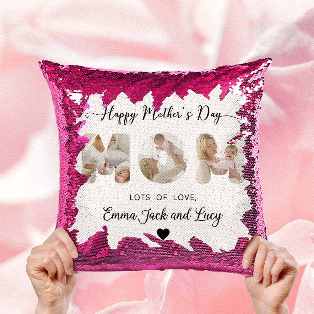Almohada Personalizada De Lentejuelas Con Foto De Mamá Almohada Personalizada De Lentejuelas Para El Día De La Madre - soufeeles