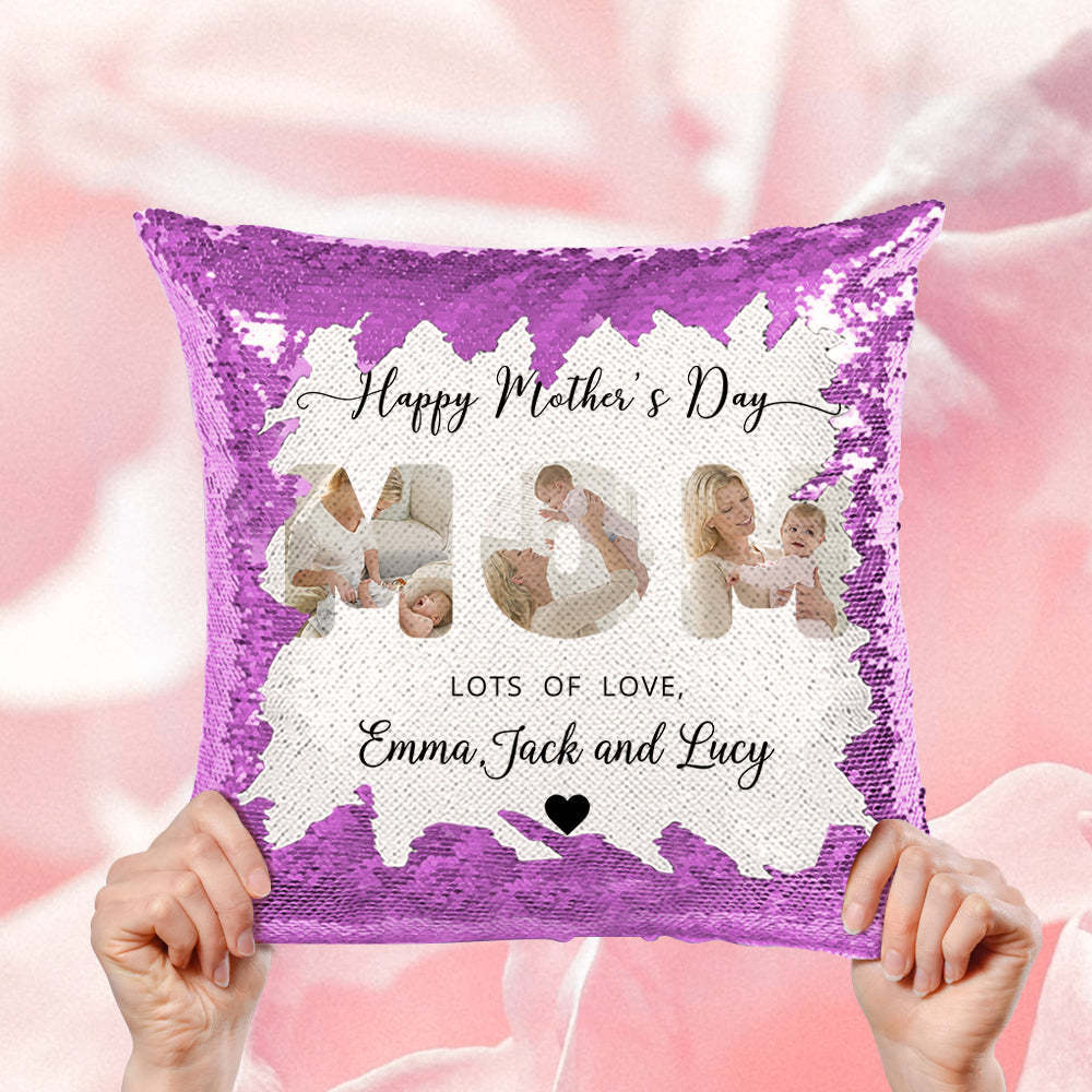 Almohada Personalizada De Lentejuelas Con Foto De Mamá Almohada Personalizada De Lentejuelas Para El Día De La Madre - soufeeles