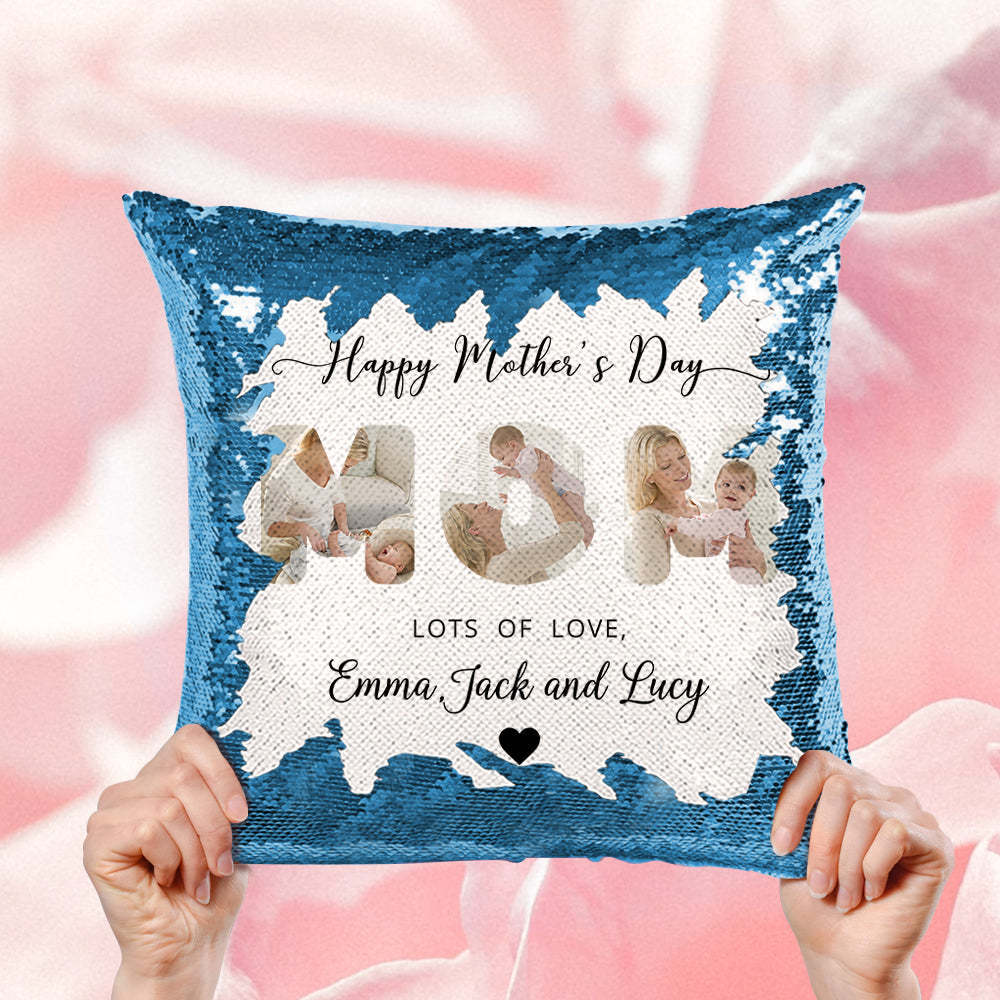 Almohada Personalizada De Lentejuelas Con Foto De Mamá Almohada Personalizada De Lentejuelas Para El Día De La Madre - soufeeles