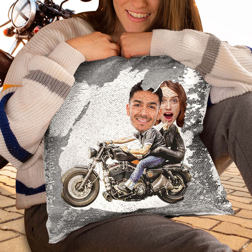 Almohada Personalizada Con Lentejuelas Para La Cara Almohada Personalizada Con Lentejuelas Para Motocicletas - soufeeles