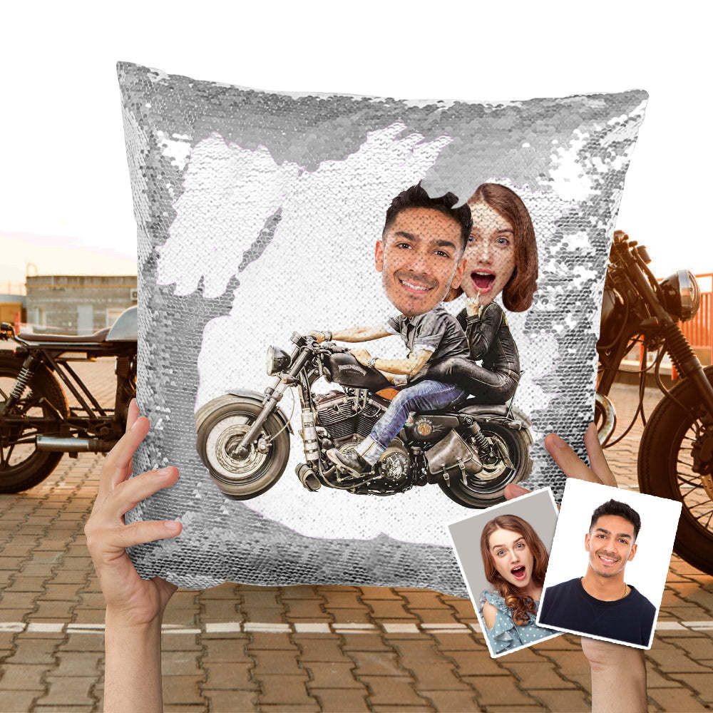 Almohada Personalizada Con Lentejuelas Para La Cara Almohada Personalizada Con Lentejuelas Para Motocicletas - soufeeles