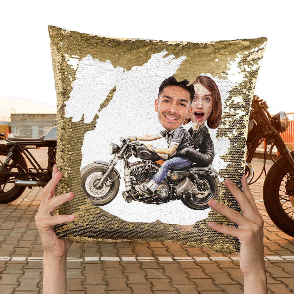 Almohada Personalizada Con Lentejuelas Para La Cara Almohada Personalizada Con Lentejuelas Para Motocicletas - soufeeles