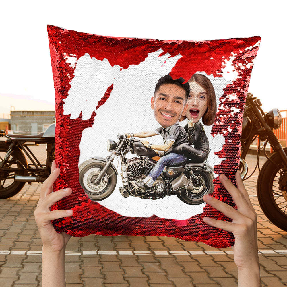 Almohada Personalizada Con Lentejuelas Para La Cara Almohada Personalizada Con Lentejuelas Para Motocicletas - soufeeles