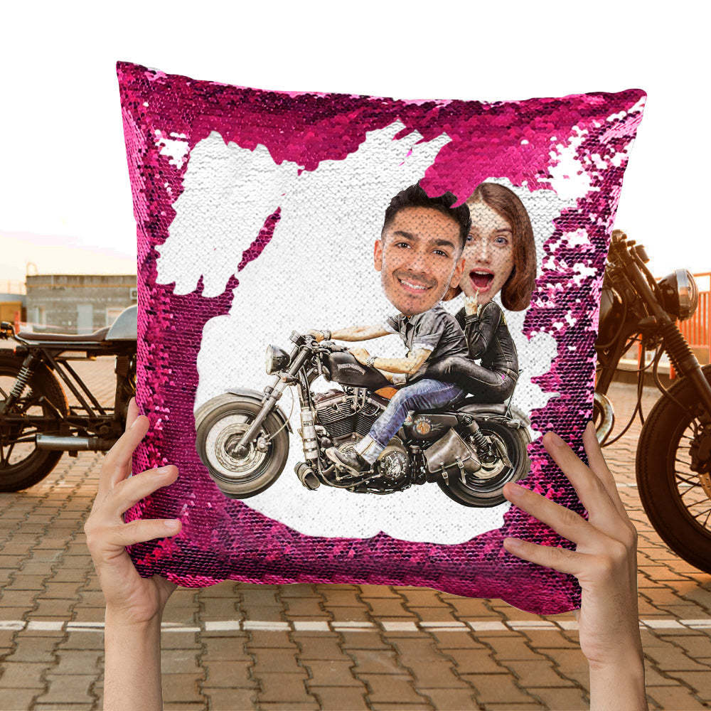 Almohada Personalizada Con Lentejuelas Para La Cara Almohada Personalizada Con Lentejuelas Para Motocicletas - soufeeles