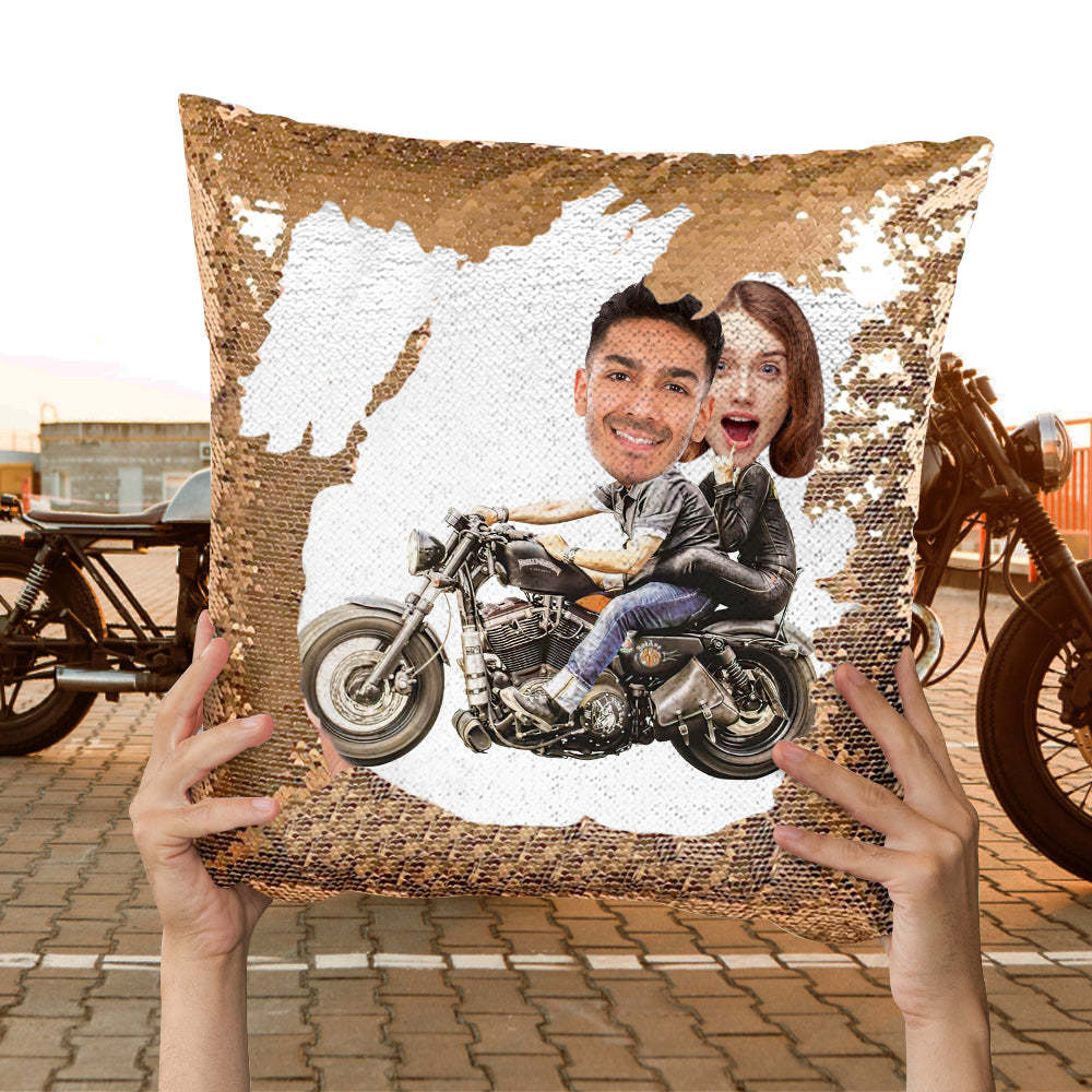 Almohada Personalizada Con Lentejuelas Para La Cara Almohada Personalizada Con Lentejuelas Para Motocicletas - soufeeles