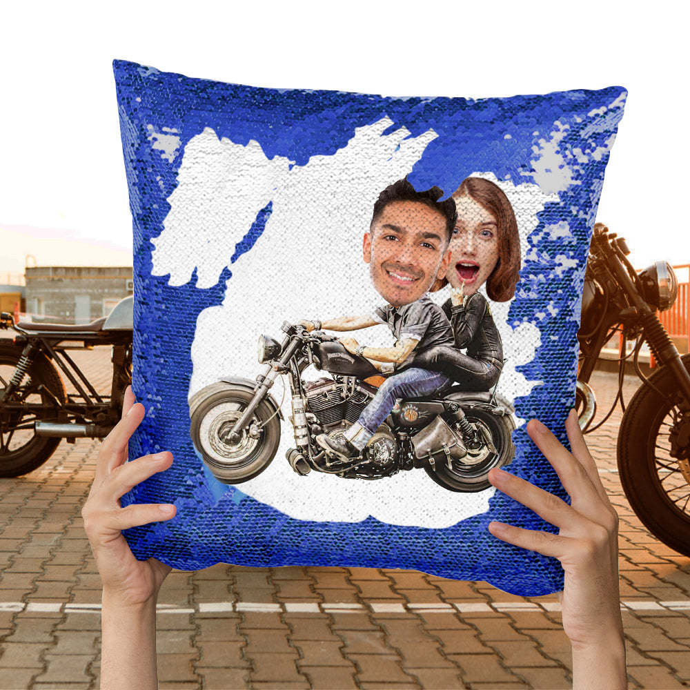 Almohada Personalizada Con Lentejuelas Para La Cara Almohada Personalizada Con Lentejuelas Para Motocicletas - soufeeles
