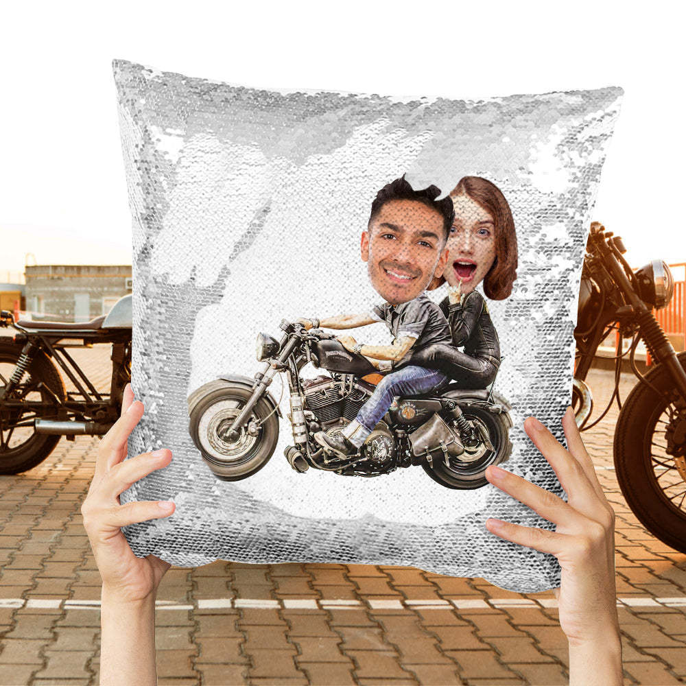 Almohada Personalizada Con Lentejuelas Para La Cara Almohada Personalizada Con Lentejuelas Para Motocicletas - soufeeles