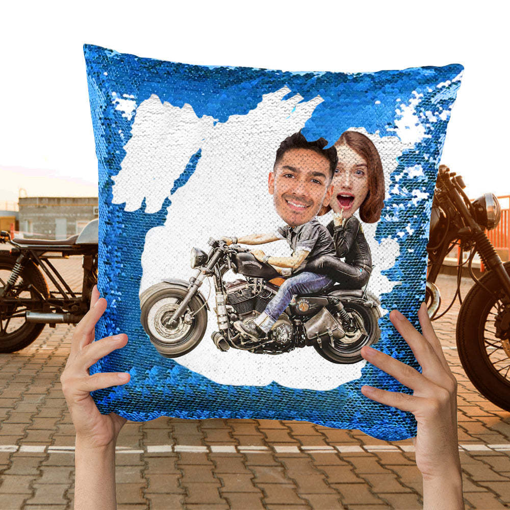 Almohada Personalizada Con Lentejuelas Para La Cara Almohada Personalizada Con Lentejuelas Para Motocicletas - soufeeles