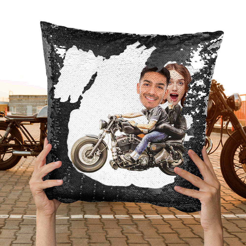 Almohada Personalizada Con Lentejuelas Para La Cara Almohada Personalizada Con Lentejuelas Para Motocicletas - soufeeles