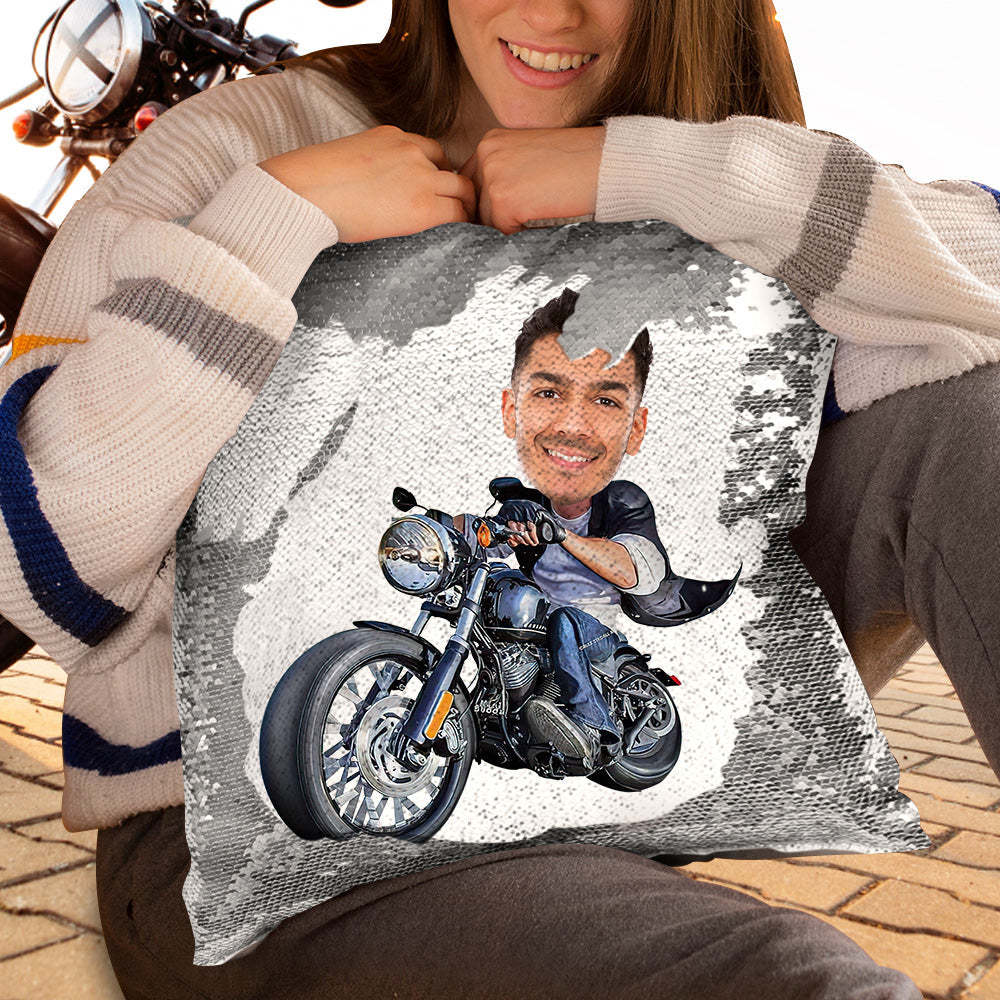 Foto Personalizada Lentejuelas Almohada Custom Unique Harley Motors Lentejuelas Almohada Regalos - soufeeles