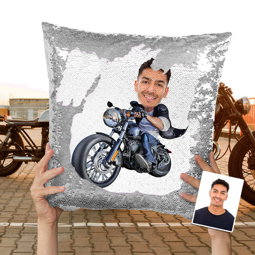 Foto Personalizada Lentejuelas Almohada Custom Unique Harley Motors Lentejuelas Almohada Regalos - soufeeles