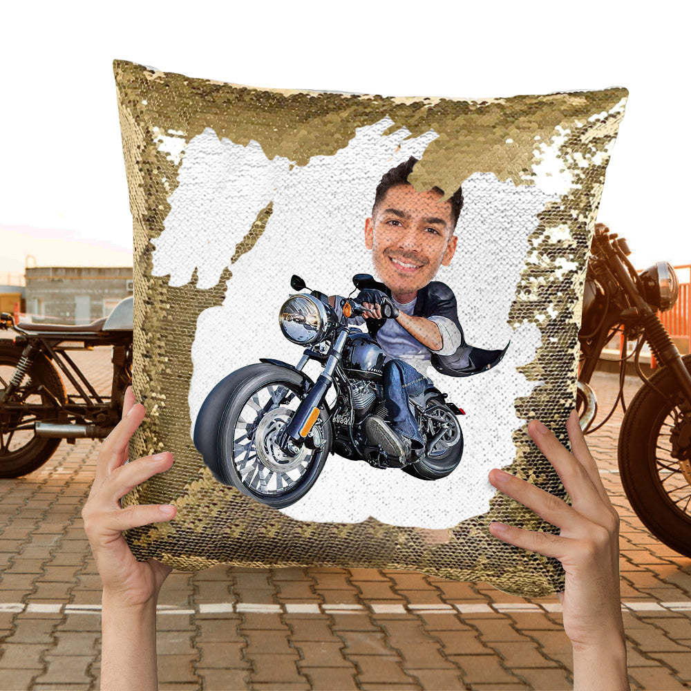 Foto Personalizada Lentejuelas Almohada Custom Unique Harley Motors Lentejuelas Almohada Regalos - soufeeles