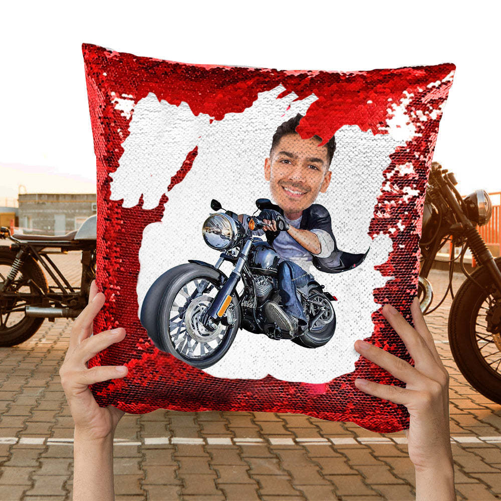 Foto Personalizada Lentejuelas Almohada Custom Unique Harley Motors Lentejuelas Almohada Regalos - soufeeles