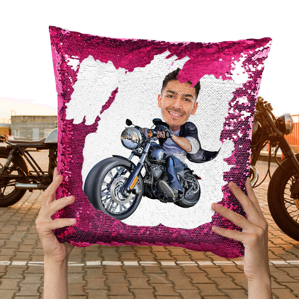 Foto Personalizada Lentejuelas Almohada Custom Unique Harley Motors Lentejuelas Almohada Regalos - soufeeles