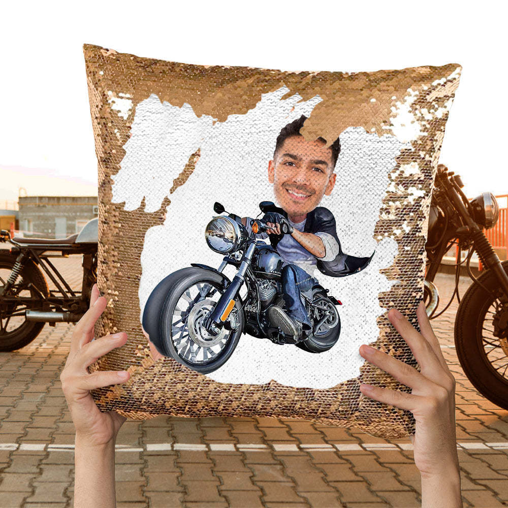 Foto Personalizada Lentejuelas Almohada Custom Unique Harley Motors Lentejuelas Almohada Regalos - soufeeles