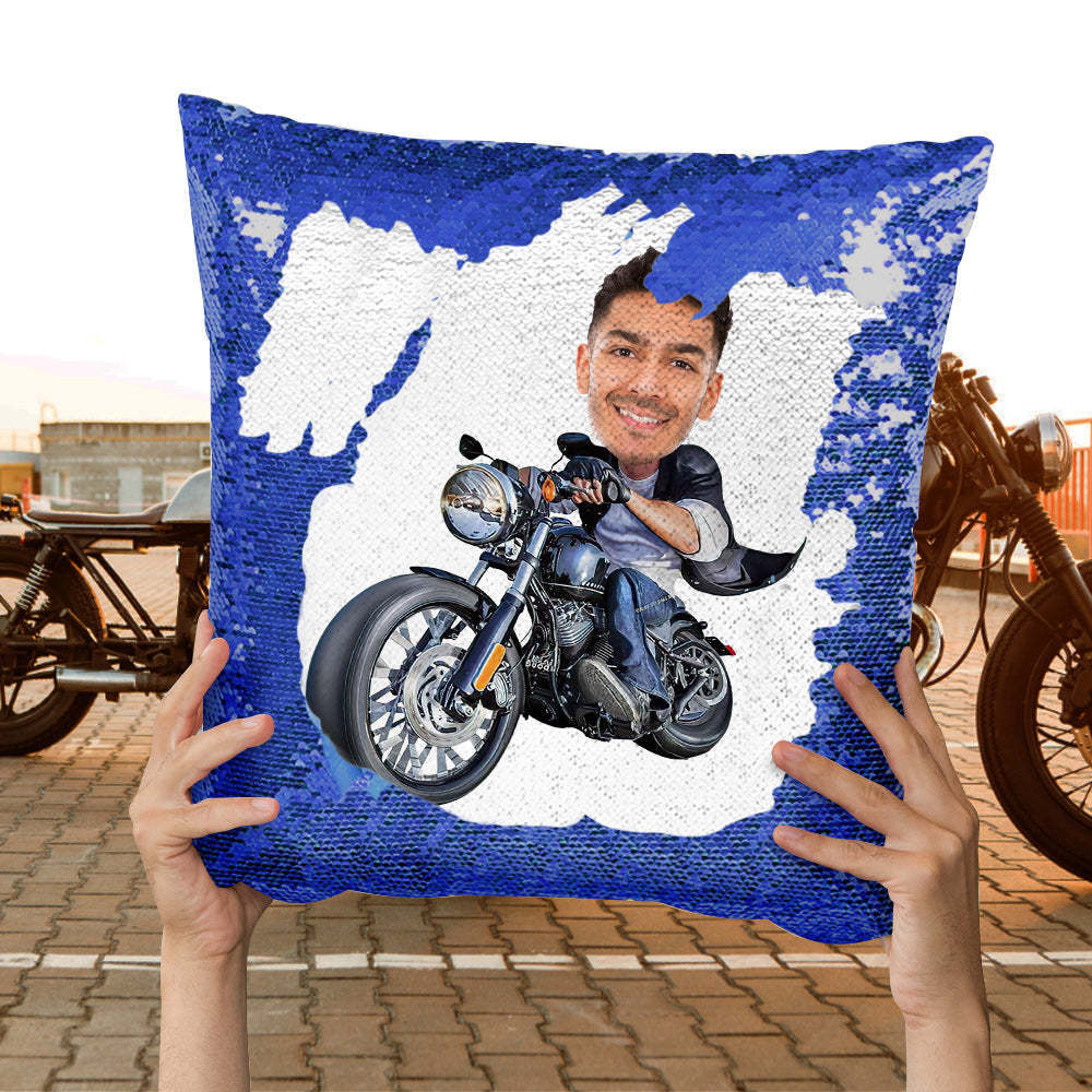 Foto Personalizada Lentejuelas Almohada Custom Unique Harley Motors Lentejuelas Almohada Regalos - soufeeles