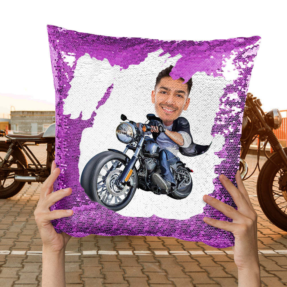 Foto Personalizada Lentejuelas Almohada Custom Unique Harley Motors Lentejuelas Almohada Regalos - soufeeles