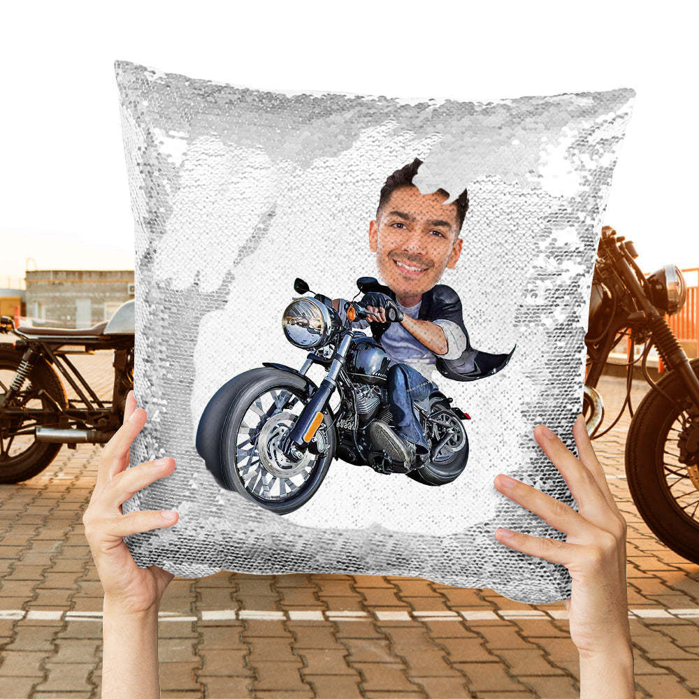 Foto Personalizada Lentejuelas Almohada Custom Unique Harley Motors Lentejuelas Almohada Regalos - soufeeles