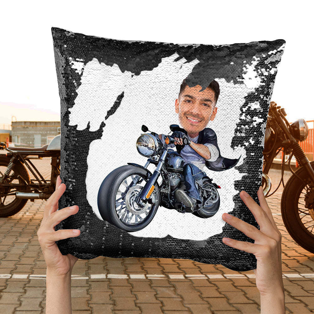 Foto Personalizada Lentejuelas Almohada Custom Unique Harley Motors Lentejuelas Almohada Regalos - soufeeles