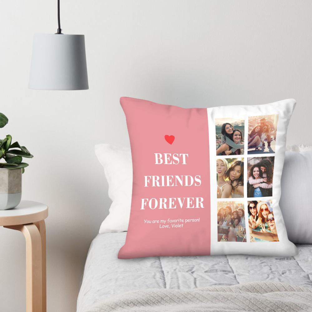 Almohada Decorativa Personalizada Con Foto De Mejores Amigos Para Siempre, Regalo Para Amigos, 45x45cm = 17,72x17,72 Pulgadas - soufeeles