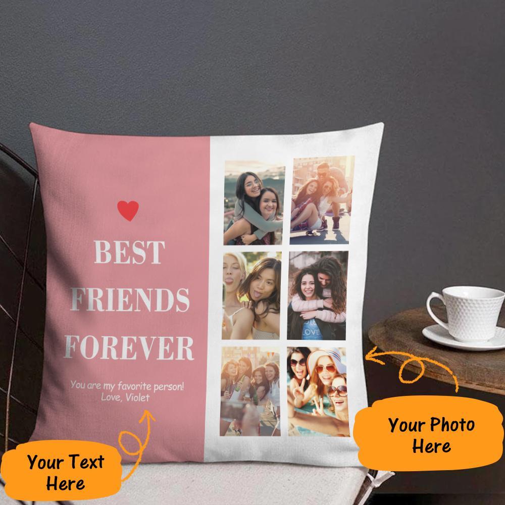 Almohada Decorativa Personalizada Con Foto De Mejores Amigos Para Siempre, Regalo Para Amigos, 45x45cm = 17,72x17,72 Pulgadas - soufeeles
