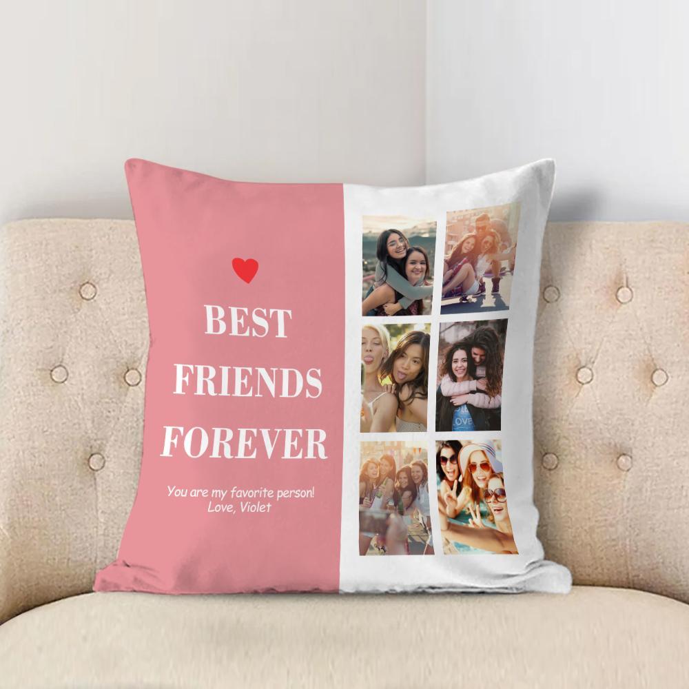 Almohada Decorativa Personalizada Con Foto De Mejores Amigos Para Siempre, Regalo Para Amigos, 45x45cm = 17,72x17,72 Pulgadas - soufeeles
