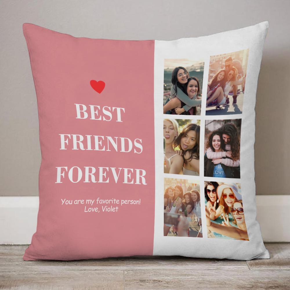 Almohada Decorativa Personalizada Con Foto De Mejores Amigos Para Siempre, Regalo Para Amigos, 45x45cm = 17,72x17,72 Pulgadas - soufeeles