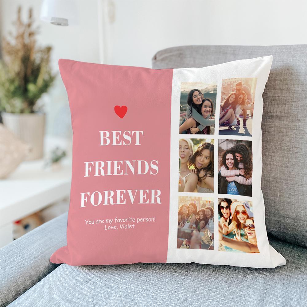 Almohada Decorativa Personalizada Con Foto De Mejores Amigos Para Siempre, Regalo Para Amigos, 45x45cm = 17,72x17,72 Pulgadas - soufeeles