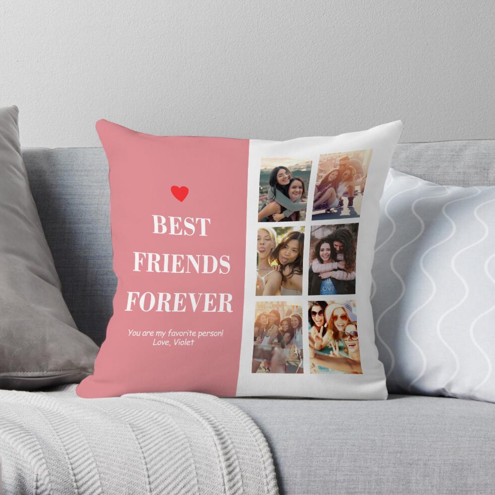 Almohada Decorativa Personalizada Con Foto De Mejores Amigos Para Siempre, Regalo Para Amigos, 45x45cm = 17,72x17,72 Pulgadas - soufeeles