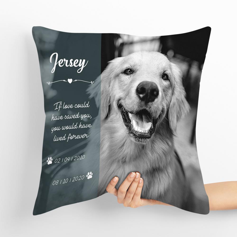 Almohada Fotográfica Conmemorativa De Mascotas Con Efecto Blanco Y Negro. Edición De Fotos Profesional Incluida. Opción De Funda De Almohada Disponible. Regalo Por Pérdida De Mascotas - soufeeles