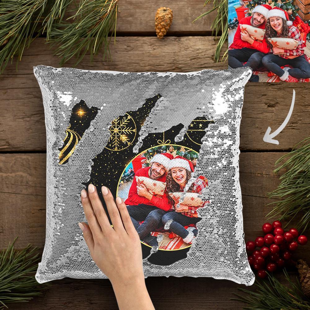 Foto Personalizada Lentejuelas Mágicas Almohada Regalos Únicos Brillantes Regalos De Navidad