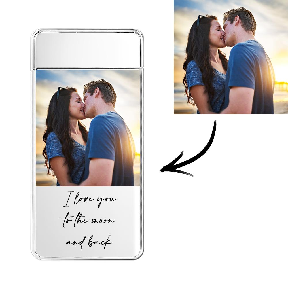 Encendedor Con Foto Grabada Encendedor Con Foto Personalizado Plata Y Negro - soufeeles