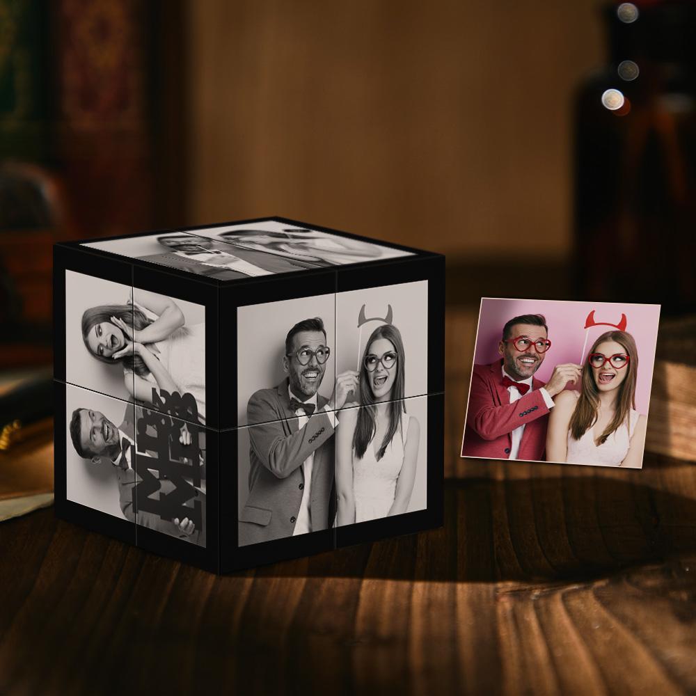 Marco De Fotos Personalizado Decoración Del Hogar Multifoto Filtro Negro Cubo De rubic Regalo Para Los Amantes En El Día De San Valentín - soufeeles
