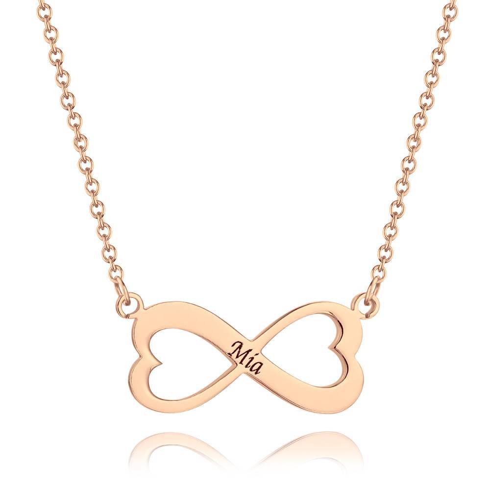 Collar Grabado con Diseño de Corazoncito Infinito Chapado en Oro Rosa