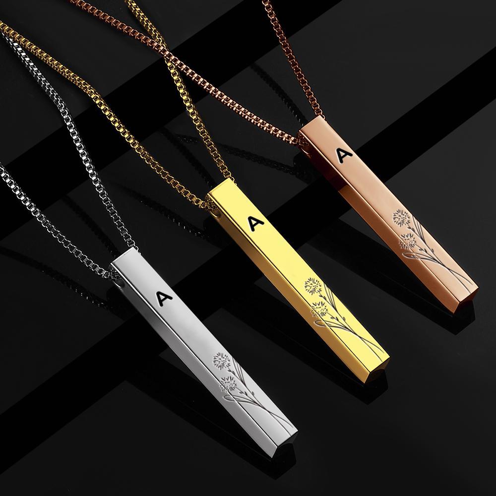 Collar De Texto Personalizado Collar De Flores Collar Colgante De Barra Regalo Para Amigos