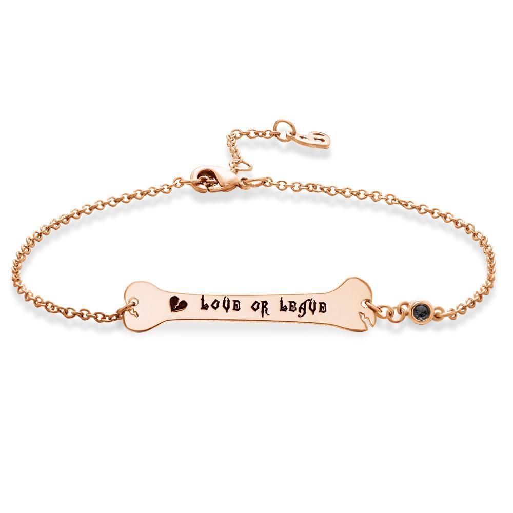 Regalos De Pulsera Personalizados Pulsera De Barra De Hueso Con Regalos Conmemorativos De Corazón Roto Chapado En Oro 14K