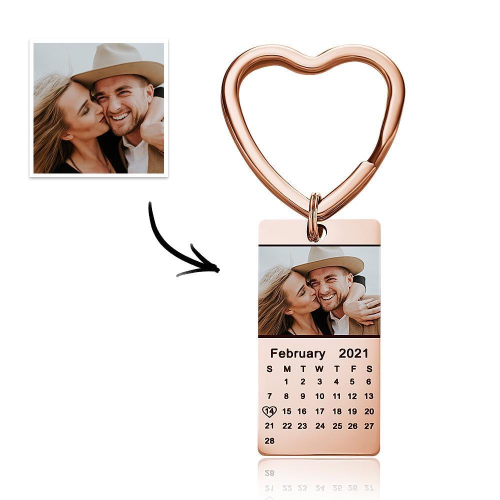 Llavero Personalizado Con Foto Calendario Llavero Color Plata Con Corazón Foto Llavero Regalo De Navidad - soufeeles