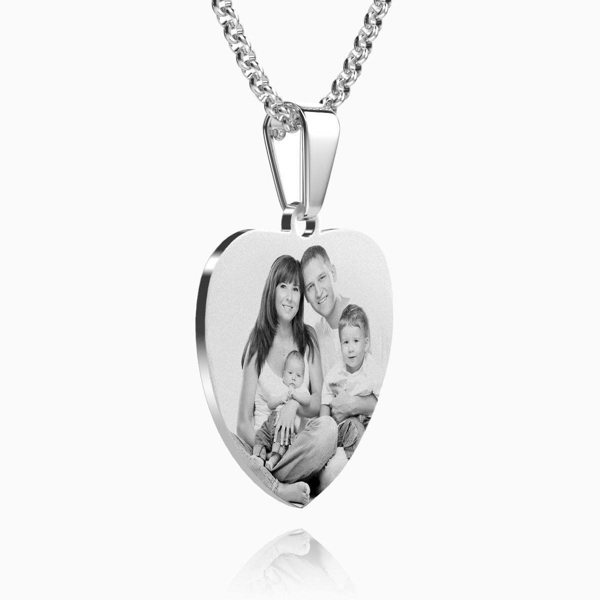 Collar Con Etiqueta Grabada Con Foto De Corazón Para Mujer Con Regalos De Acero Inoxidable Grabados Para La Familia