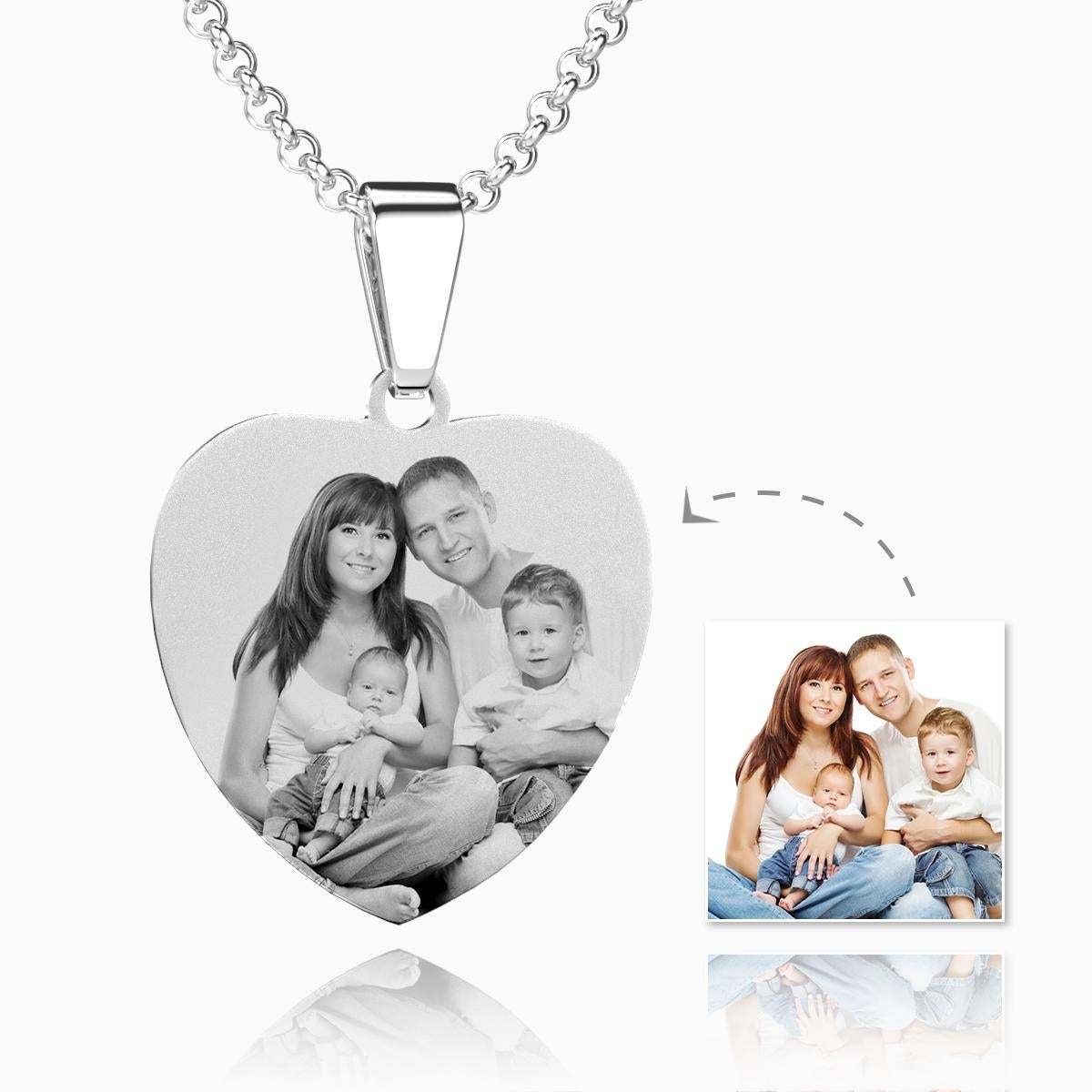 Collar Con Etiqueta Grabada Con Foto De Corazón Para Mujer Con Regalos De Acero Inoxidable Grabados Para La Familia