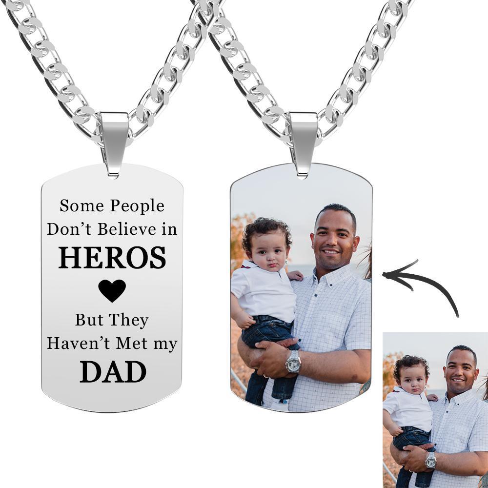 Collar Grabado con Foto Personalizada Regalo de Acero Inoxidable para Papá