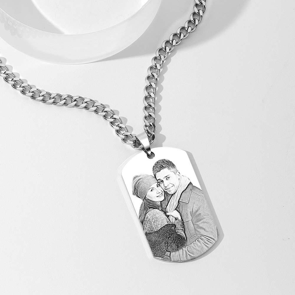 Collar Para Hombre Collar Grabado Foto Música Código Collar Estilo Opcional Regalos Para Él - soufeeles