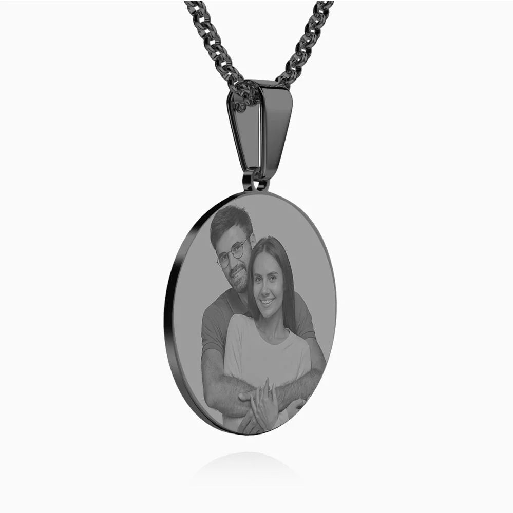 Filtro Negro Personalizado Foto Romántica Collar Acero Inoxidable Regalo De San Valentín Para Parejas - soufeeles