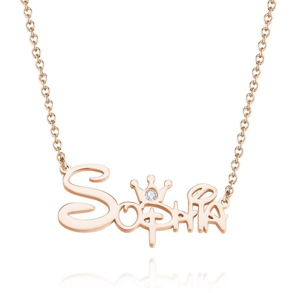 Collar con Nombre Collar de Princesa con Corona Regalos Conmemorativos Chapado En Oro de 14K