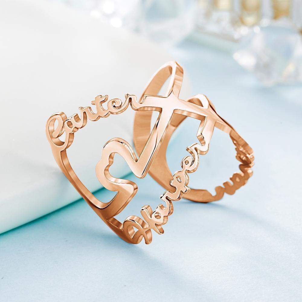 Anillos con Nombre Personalizados Anillos con Nombre Infinito Regalos Conmemorativos Chapado en Oro Rosa 1-6 Nombres