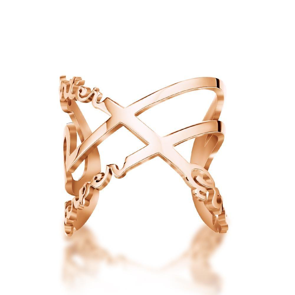 Anillos con Nombre Personalizados Anillos con Nombre Infinito Regalos Conmemorativos Chapado en Oro Rosa Plata 1-6 Nombres