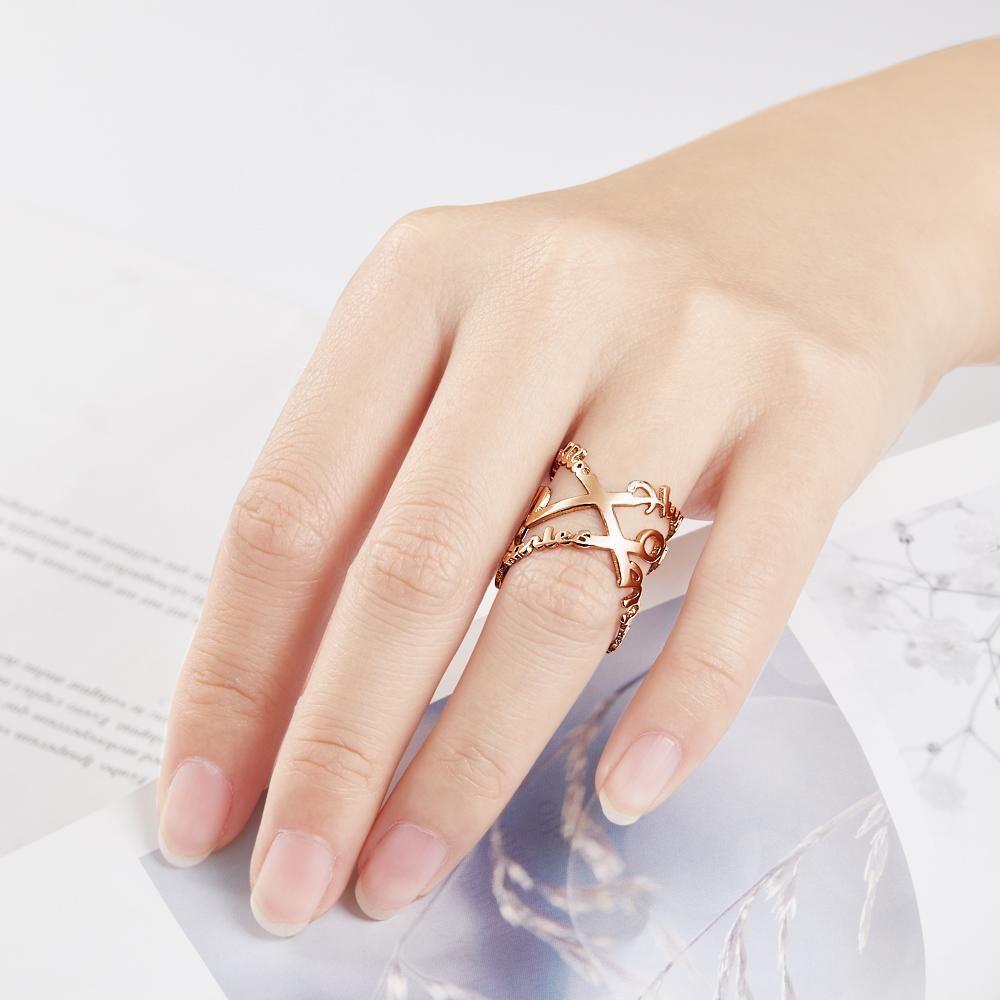 Anillos con Nombre Anillos con Nombre Infinito Regalos Familiares Chapado en Oro Rosa 1-6 Nombres